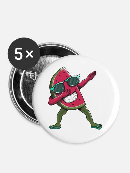 Wassermelone dabbing - Buttons groß 56 mm (5er Pack) - Weiß