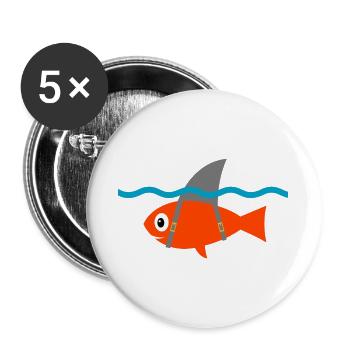 Requins - Lot de 5 grands badges (56 mm) - blanc - Devant