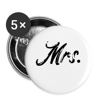 Mrs Frau Geschenk - Buttons groß 56 mm (5er Pack) - Weiß - Vorne