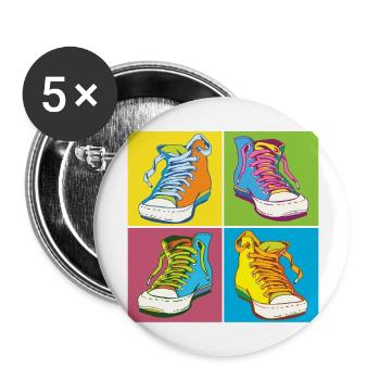 Andy Warhol Pop-Art Schuhe - Buttons groß 56 mm (5er Pack) - Weiß - Vorne