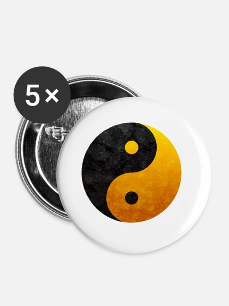 Das Yin und yang - Buttons groß 56 mm (5er Pack) - Weiß