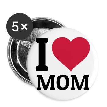 I love Mom - Buttons large 2.2''/56 mm (5-pack) - white - Front