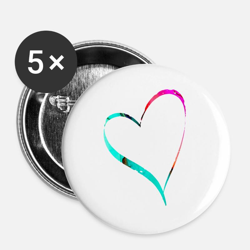 Watercolor Heart - Buttons large 2.2''/56 mm (5-pack) - white