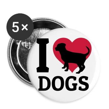 I love dogs - Buttons large 2.2''/56 mm (5-pack) - white - Front