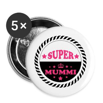 Super mummi - Buttons large 2.2''/56 mm (5-pack) - white - Front