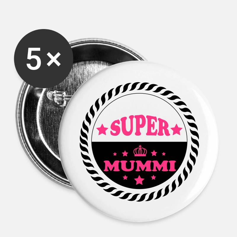 Super mummi - Buttons large 2.2''/56 mm (5-pack) - white