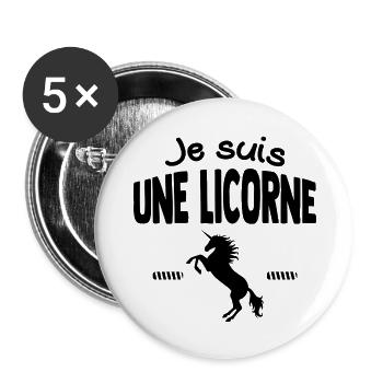 Je suis une licorne - Lot de 5 grands badges (56 mm) - blanc - Devant