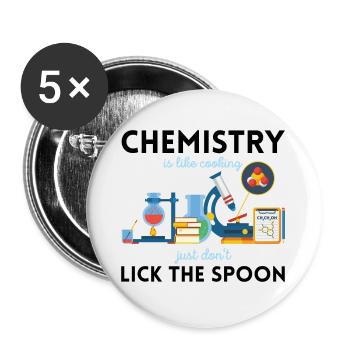 Chimie disant cadeau de laboratoire de chimie - Lot de 5 grands badges (56 mm) - blanc - Devant