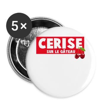 Cerisier Sur Le Gâteau Impression Humoristique - Lot de 5 grands badges (56 mm) - blanc - Devant