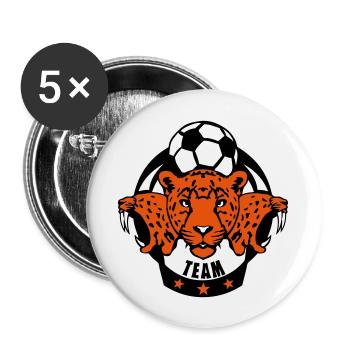 foot guepard profil animal logo sport team - Lot de 5 grands badges (56 mm) - blanc - Devant