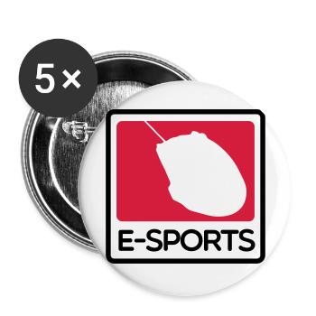 e-sports - Buttons large 2.2''/56 mm (5-pack) - white - Front