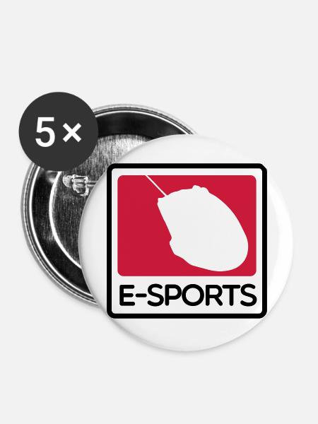 e-sports - Buttons groß 56 mm (5er Pack) - Weiß
