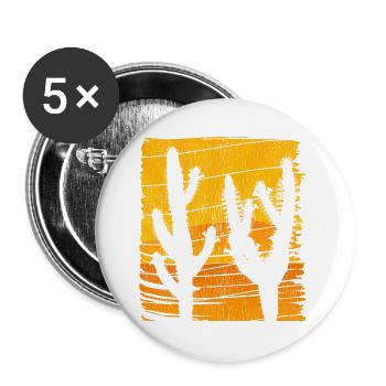 Kaktus Kakteen Sonnenuntergang Retro - Buttons groß 56 mm (5er Pack) - Weiß - Vorne