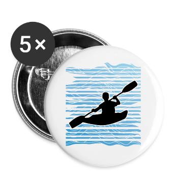 Kayak T-Shirts | Kayaking River Sport Gift - Buttons large 2.2''/56 mm (5-pack) - white - Front