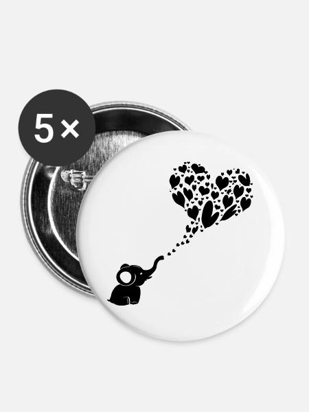 Baby Elefant Herz Wolke - Buttons groß 56 mm (5er Pack) - Weiß