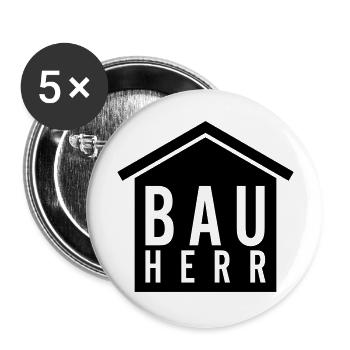 Bauherr - Buttons groß 56 mm (5er Pack) - Weiß - Vorne