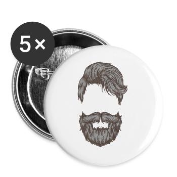 Hipster Man vintage - Lot de 5 grands badges (56 mm) - blanc - Devant
