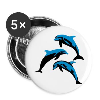 Delfin, Delfine - Dolphin - Buttons groß 56 mm (5er Pack) - Weiß - Vorne