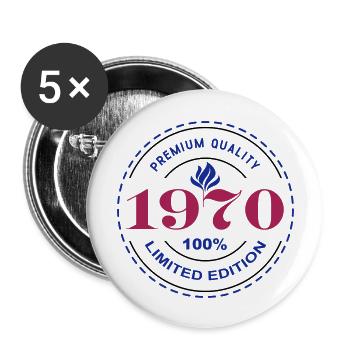1970 PREMIUM QUALITY || 100% LIMITED EDITION - Buttons large 2.2''/56 mm (5-pack) - white - Front
