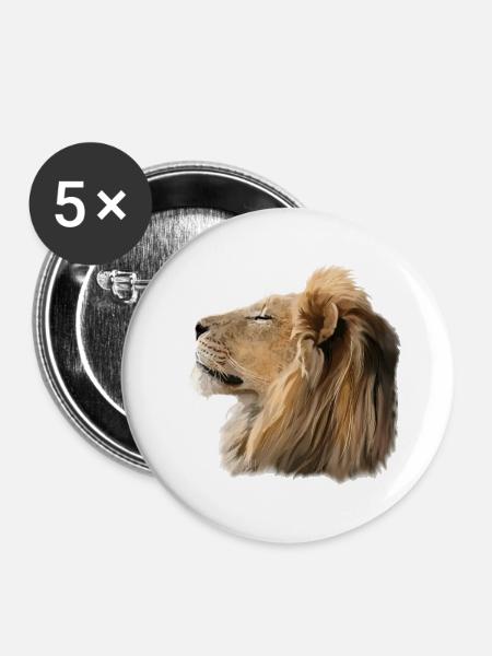 Löwe - Buttons groß 56 mm (5er Pack) - Weiß