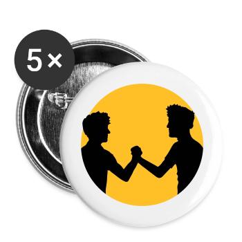 cercle de soleil autour de 2 amis équipe couple frère mains - Lot de 5 grands badges (56 mm) - blanc - Devant