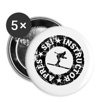Après-Ski Instructor Wintersport Qualitätssiegel - Buttons groß 56 mm (5er Pack) - Weiß - Vorne