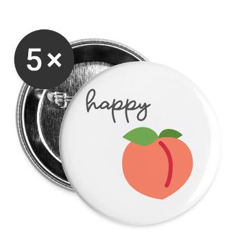 Happy Peach - joli bébé - Lot de 5 grands badges (56 mm) - blanc - Devant