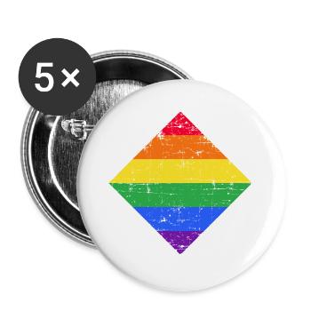 lgbt bunt Geschenk - Buttons groß 56 mm (5er Pack) - Weiß - Vorne