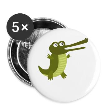 Crocodile Crocodiles Alligator Lizard Jungle Animals - Buttons large 2.2''/56 mm (5-pack) - white - Front