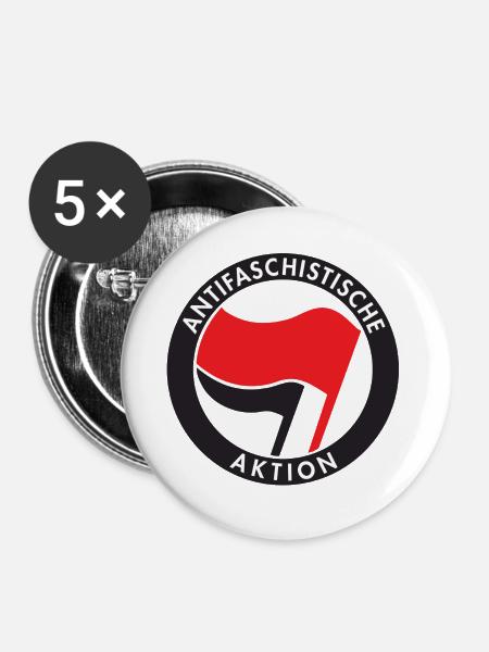 Antifa Logo - Buttons groß 56 mm (5er Pack) - Weiß