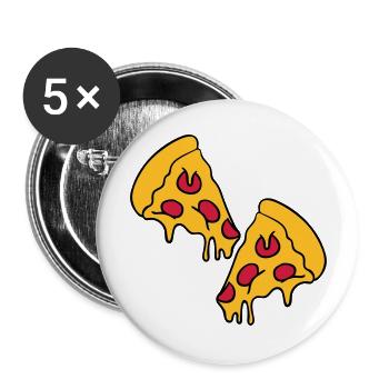 2 pizza dripping cheese salami pieces - Buttons large 2.2''/56 mm (5-pack) - white - Front