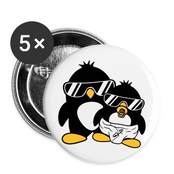 pingouin père fils fille bébé enfant sucette win - Lot de 5 grands badges (56 mm) - blanc - Devant