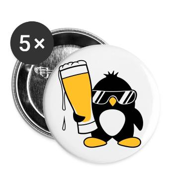 penguin sunglasses party celebrate beer alcohol gla - Buttons large 2.2''/56 mm (5-pack) - white - Front
