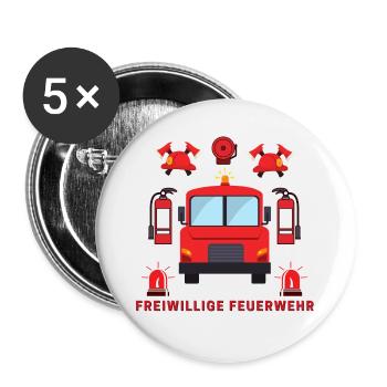 Pompier volontaire des pompiers (idée cadeau) - Lot de 5 grands badges (56 mm) - blanc - Devant