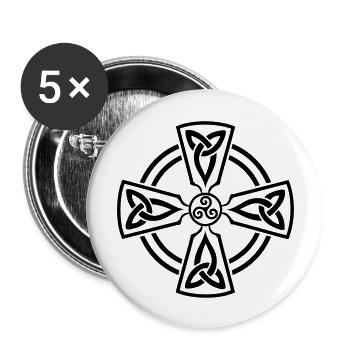 Croix Celtique - Lot de 5 grands badges (56 mm) - blanc - Devant
