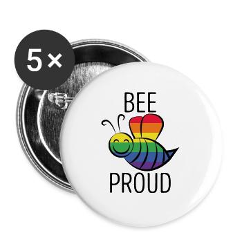 Bee Proud lgbt gift - Buttons large 2.2''/56 mm (5-pack) - white - Front