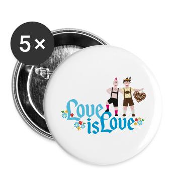 Pride - Buttons groß 56 mm (5er Pack) - Weiß - Vorne