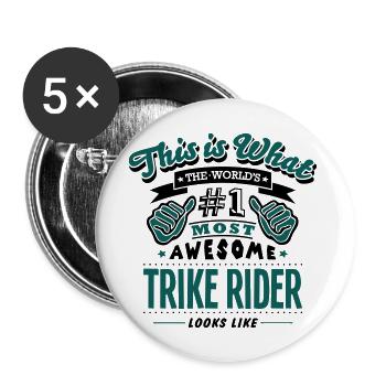 trike rider world no1 most awesome copy - Buttons large 2.2''/56 mm (5-pack) - white - Front