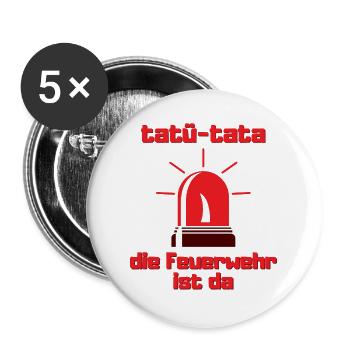 Tatü-Tata the fire department is there a fire department gift - Buttons large 2.2''/56 mm (5-pack) - white - Front