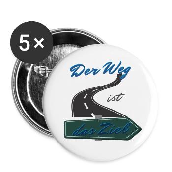 Der Weg ist das Ziel Wandern (Geschenkidee) - Buttons groß 56 mm (5er Pack) - Weiß - Vorne