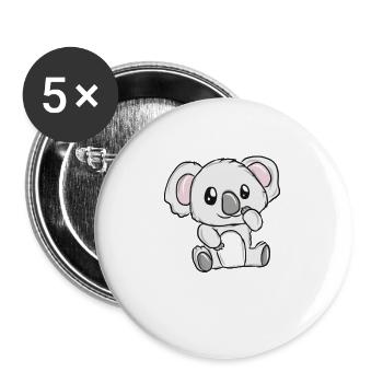 Kleines Koala Kuschelheld - Buttons groß 56 mm (5er Pack) - Weiß - Vorne