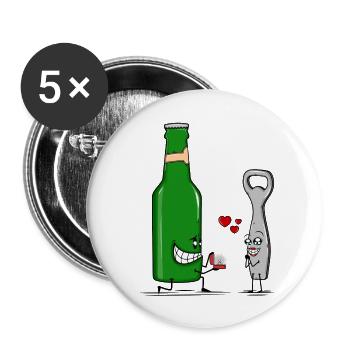 Beer Romance - Buttons large 2.2''/56 mm (5-pack) - white - Front