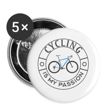 Passion Radfahren, Cycling - Buttons groß 56 mm (5er Pack) - Weiß - Vorne