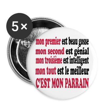 Mon parrain est beau - Buttons large 2.2''/56 mm (5-pack) - white - Front