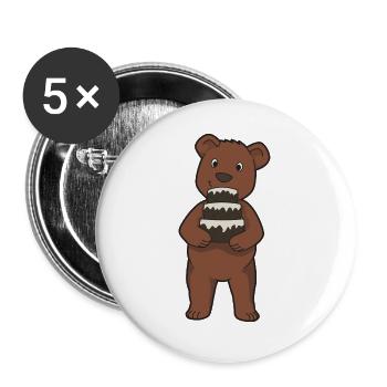 Bär Kuchen - Buttons groß 56 mm (5er Pack) - Weiß - Vorne