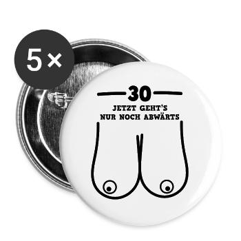 Hanging Bangs 30th Birthday Trente énonciation drôle - Lot de 5 grands badges (56 mm) - blanc - Devant