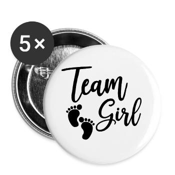 Team Girl Baby Gift - Buttons large 2.2''/56 mm (5-pack) - white - Front