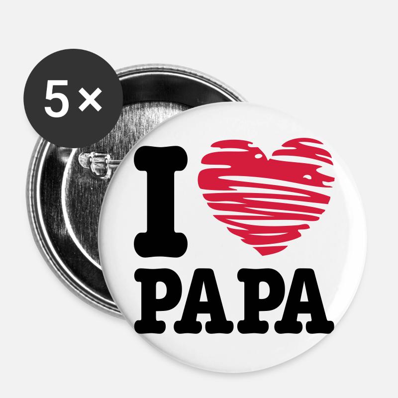 papa - Buttons groß 56 mm (5er Pack) - Weiß