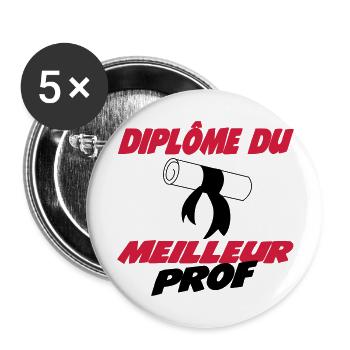 Diplôme du meilleur prof - Buttons groß 56 mm (5er Pack) - Weiß - Vorne