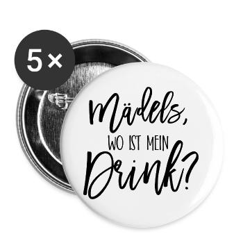 Girls where is my drink JGA gift - Buttons large 2.2''/56 mm (5-pack) - white - Front
